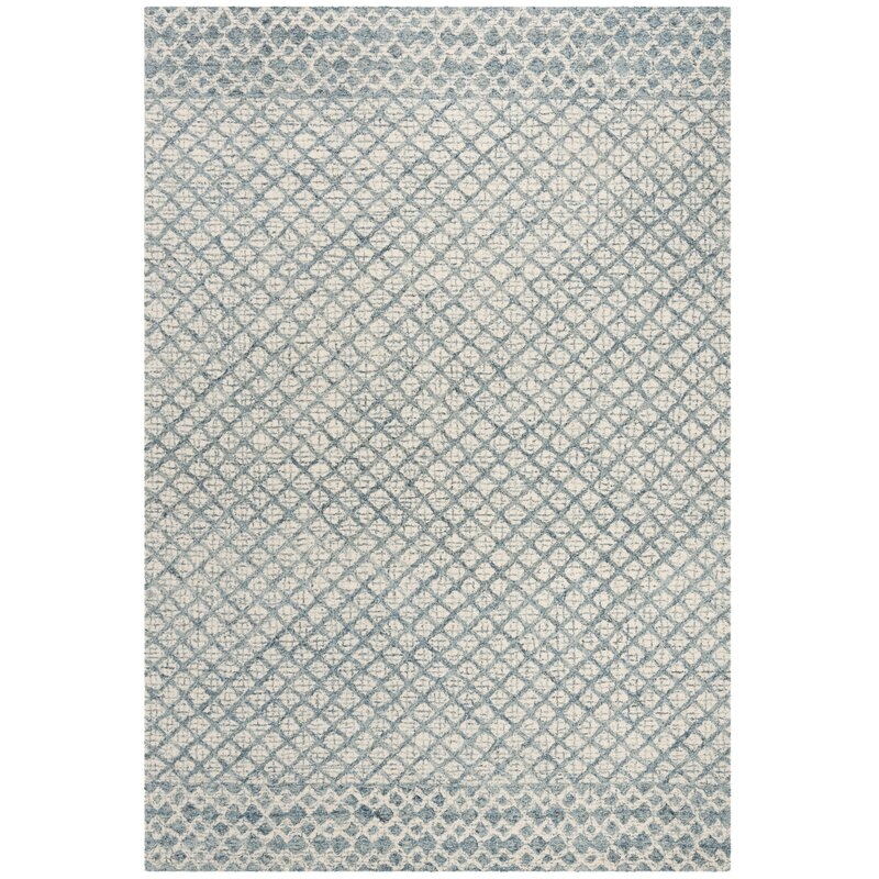 Costin Abstract Handmade Tufted Wool Blue Area Rug - Image 0