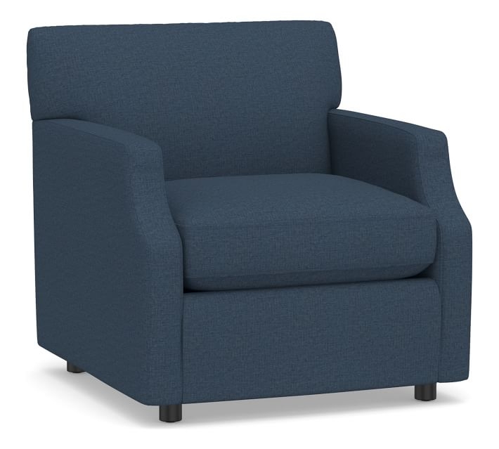 SoMa Hazel Upholstered Armchair, Polyester Wrapped Cushions, Brushed Crossweave Navy - Image 0