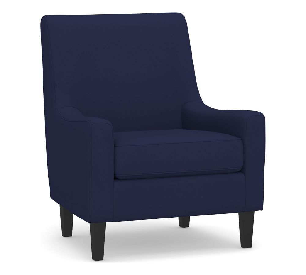 SoMa Isaac Upholstered Armchair, Polyester Wrapped Cushions, Performance Twill Cadet Navy - Image 0