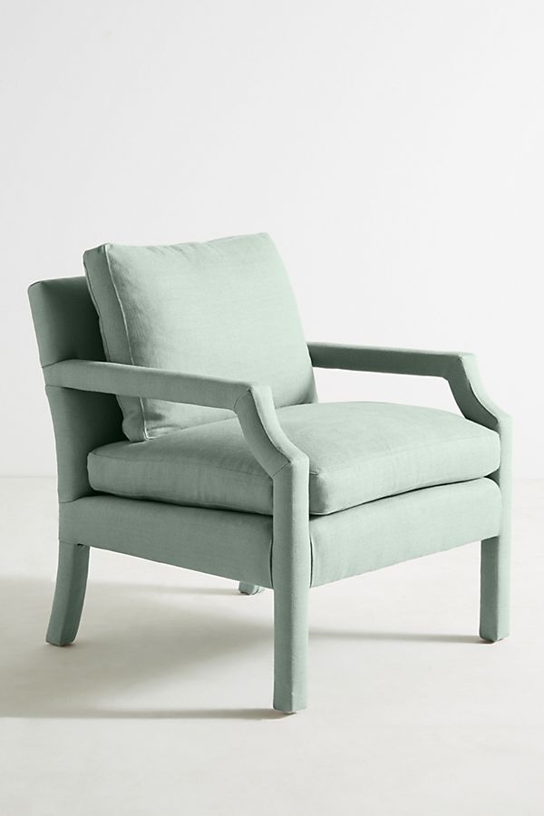 Belgian Linen Delaney Chair - Celadon - Image 0
