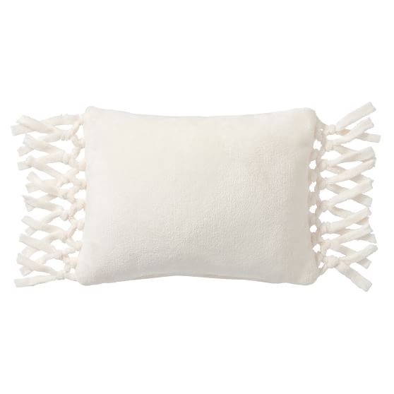 Bohemian Fringe Plush Pillow, 12x16, Ivory (no insert needed) - Image 0