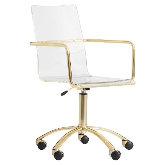 Gold Paige Acrylic Swivel Desk Chair - Image 0