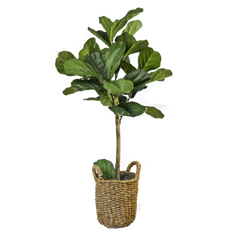 30" Artificial Fiddle Leaf Fig Tree in Basket - Image 0