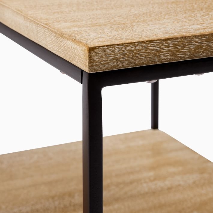 Streamline Tiered Side Table - Whitewashed Mango Wood/Antique Bronze - Image 1