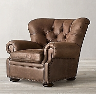 CHURCHILL LEATHER RECLINER WITH NAILHEADS - Image 0