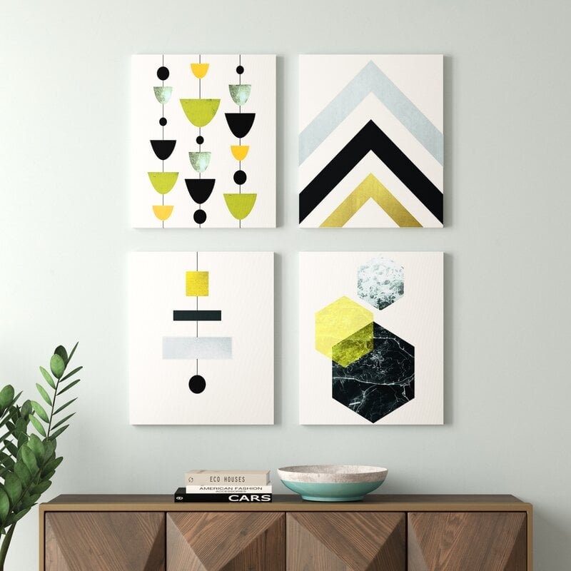 'Geometric Abstract' Gallery Wall Set on Canvas - Image 0