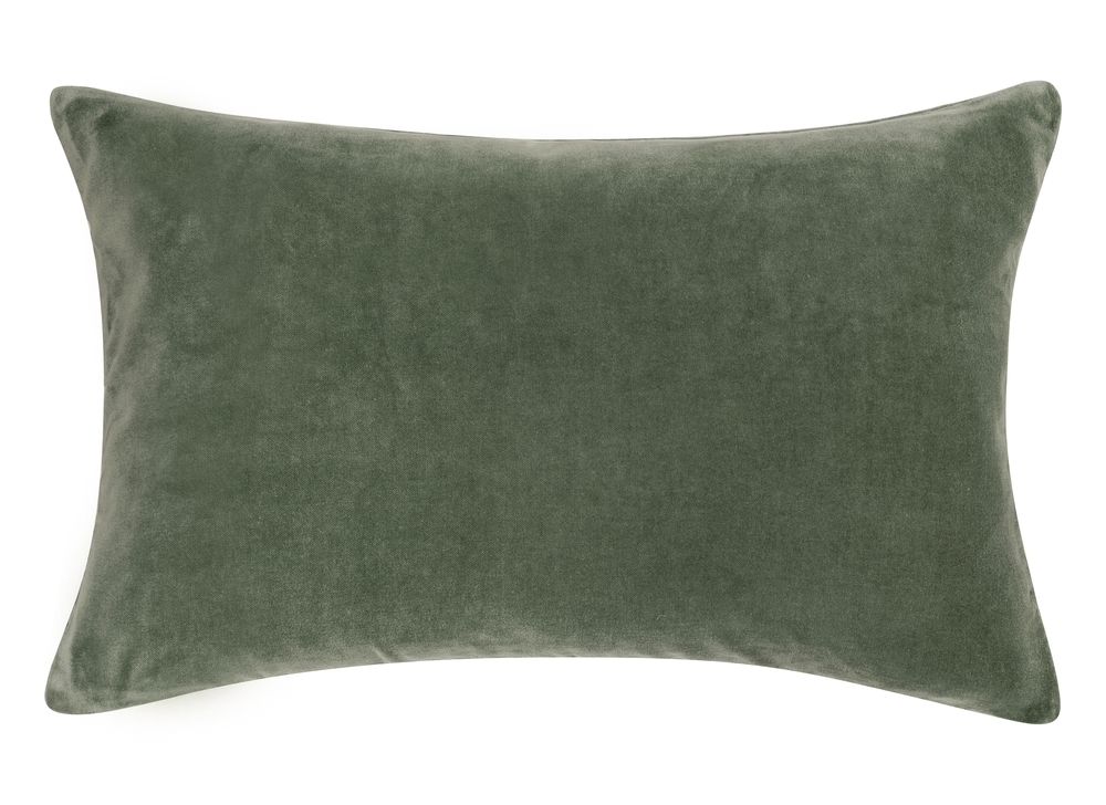 Charlotte Velvet Lumbar Pillow, Moss, 13x20 - Image 0