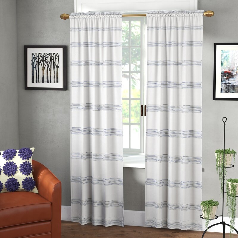 Hawkinsville Window Striped Semi-Sheer Single Curtain Panel - Image 0