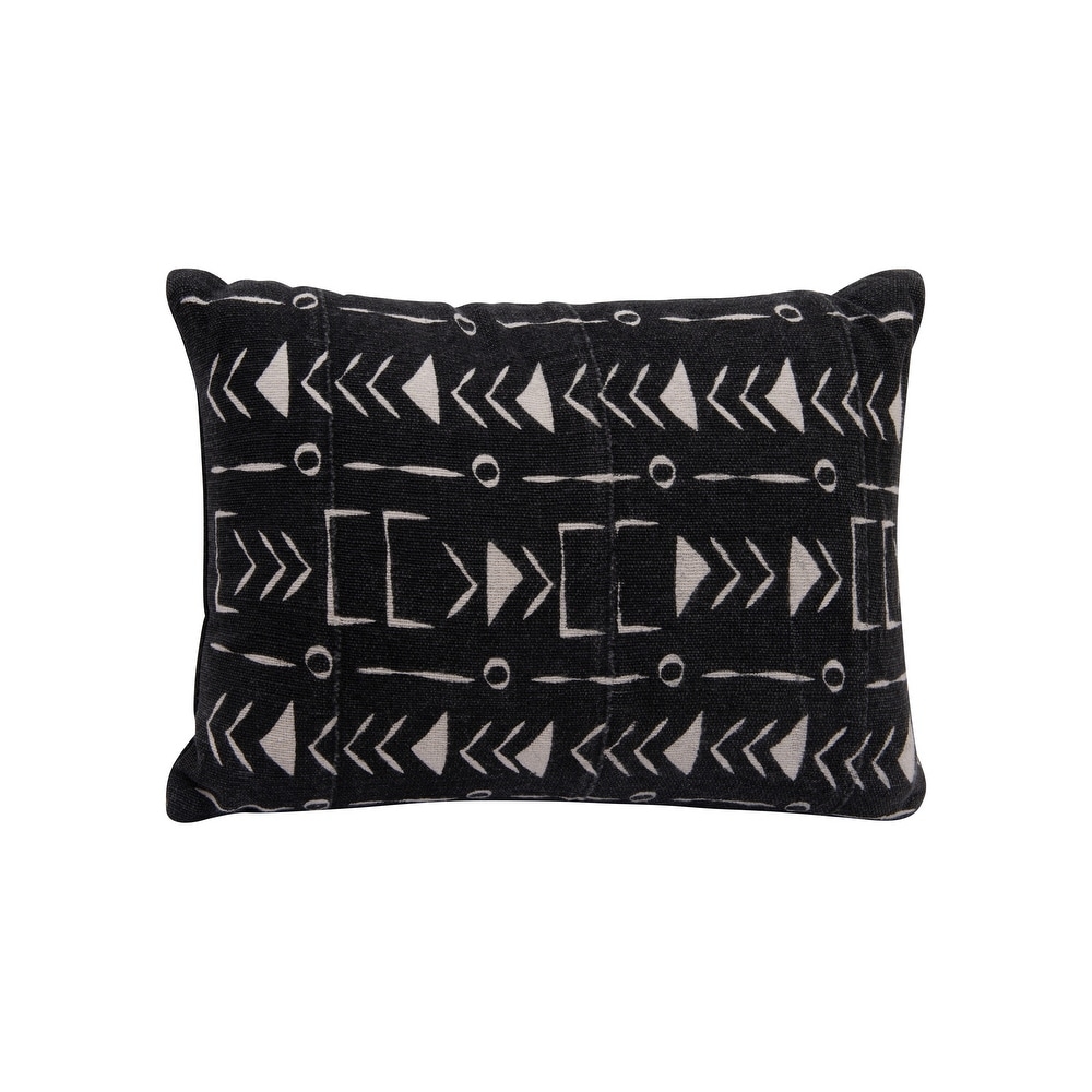 African Mudcloth Patterned Cotton Pillows, Black & White, Set of 2 - Image 0