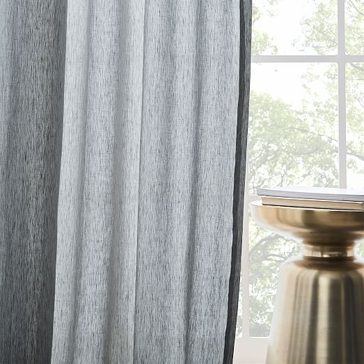 Semi-Sheer Belgian Flax Linen Melange Curtain - Slate, unlined - Image 1