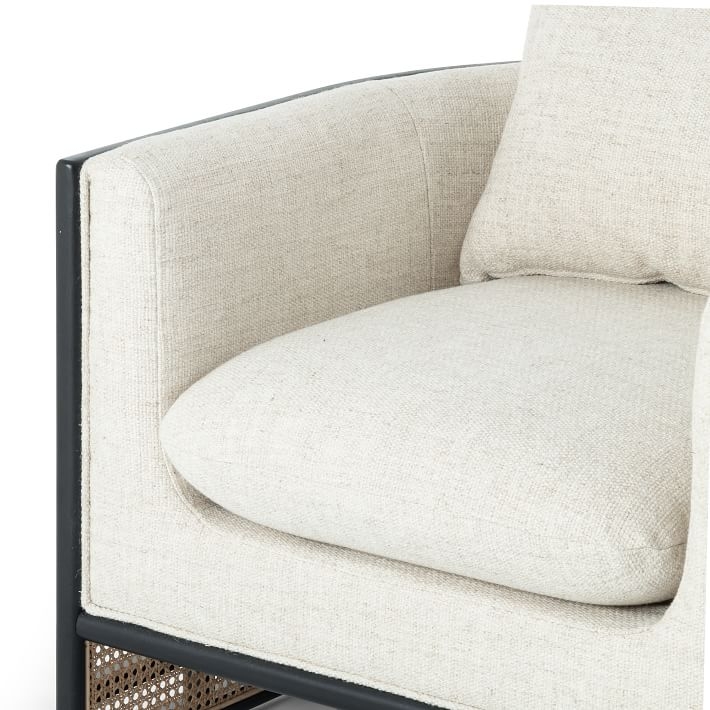 Upholstered Grid Back Chair, Black - Image 5