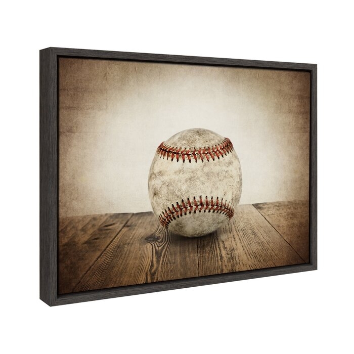 'Vintage Baseball' by Shawn St.Peter- Floater Frame Photograph Print on Canvas - Image 1