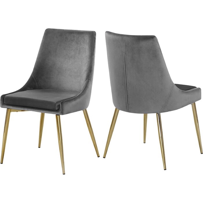 Karina Upholstered Dining Chair, Gray, Gold legs (set of two) - Image 0