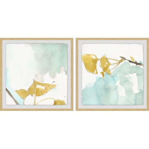 'Pastel Flower' 2 Piece Framed Watercolor Painting Print Set on Paper - Image 0