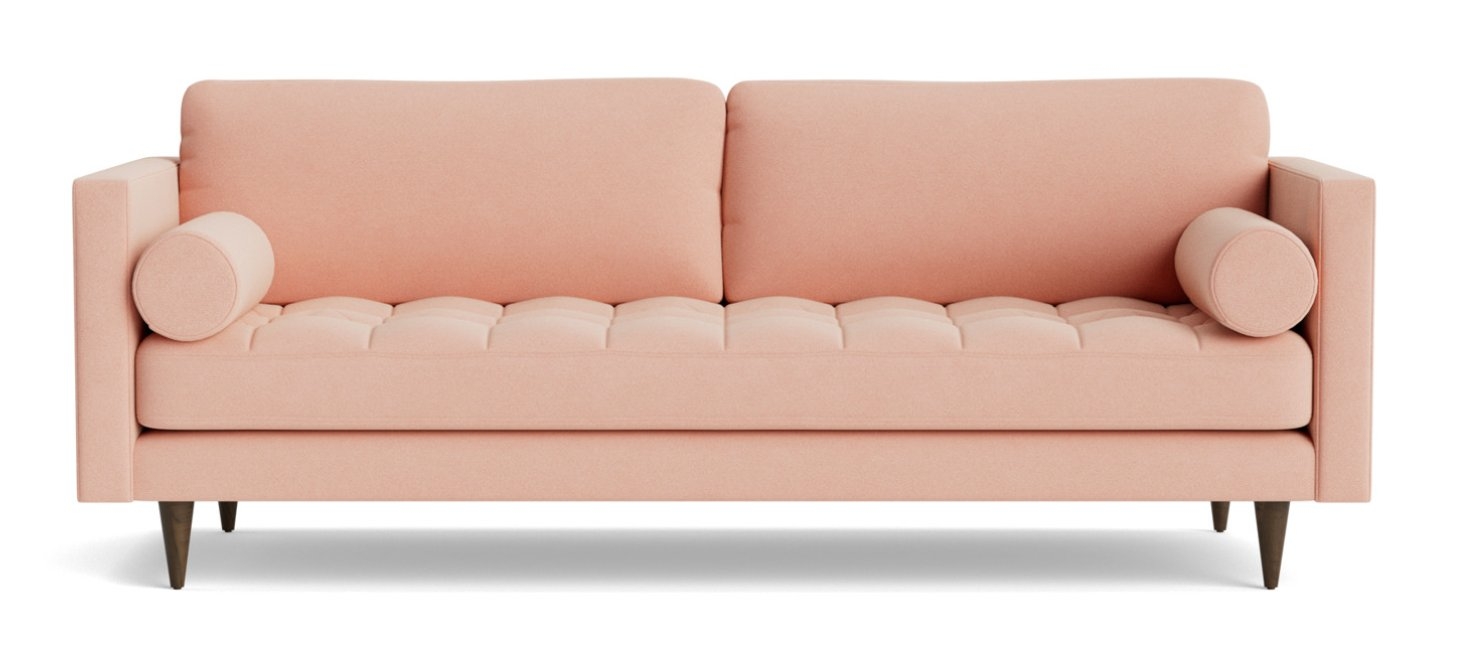 Pink Briar Mid Century Modern Sofa - Royale Blush - Mocha - Image 0