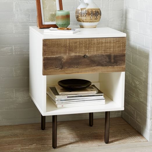 Reclaimed Wood + Lacquer Storage Nightstand, Reclaimed Pine, Gray Wash, Individual - Image 3
