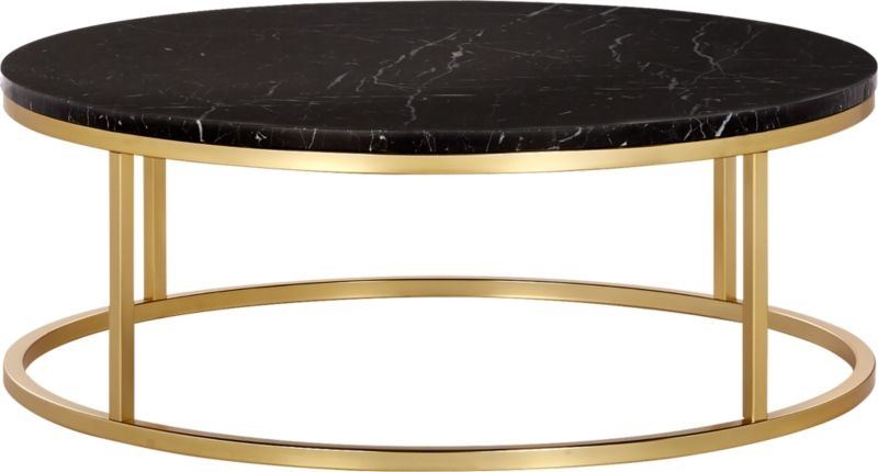 Smart Brass Coffee Table with Black Marble Top - Image 1