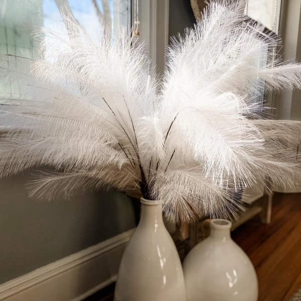 Faux Ivory Pampas Grass Bunch 45" - Image 1