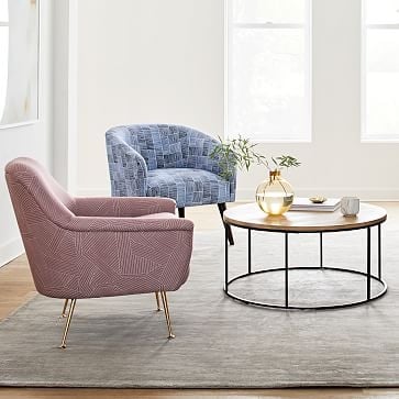 Phoebe Chair, Distressed Velvet, Light Pink - Image 2