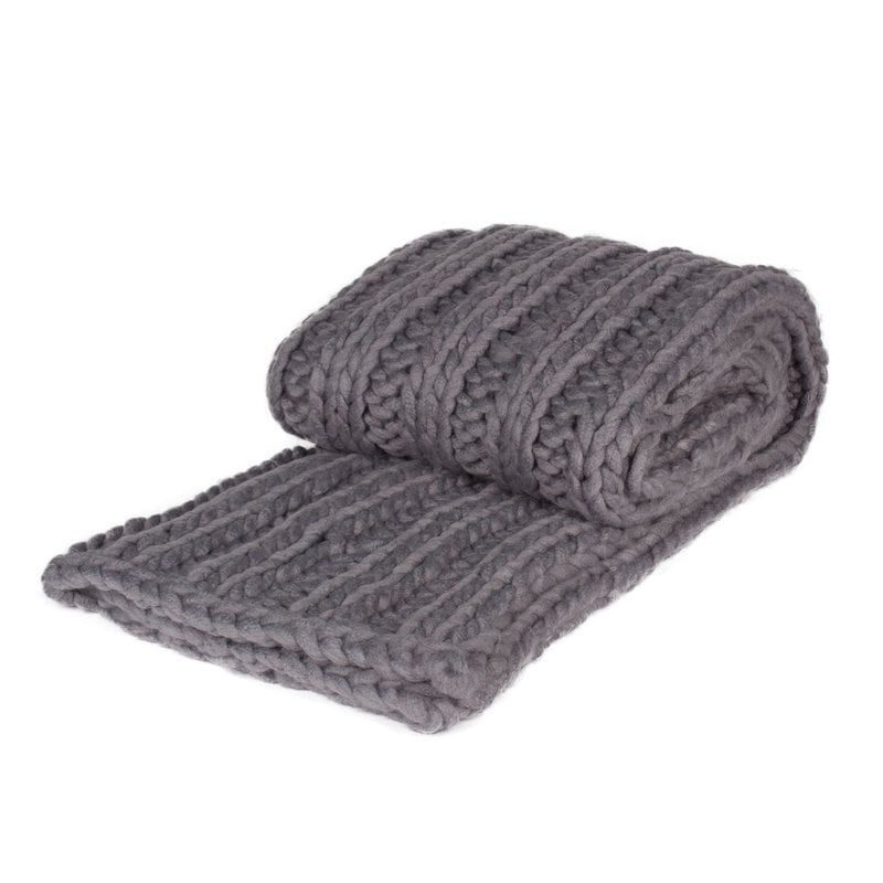 Chunky Knit Throw in Soft Gray - Image 1