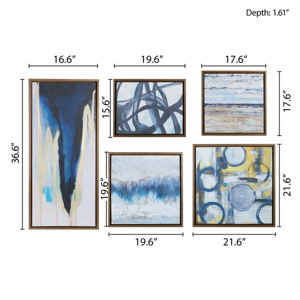 Maysen Blue Bliss - 5 Piece Wrapped Canvas Graphic Art Print Set - Image 1