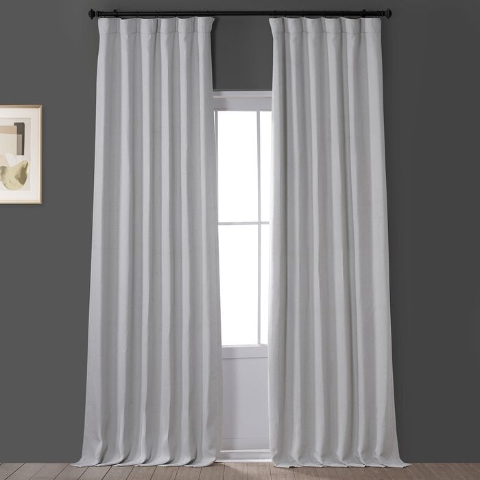 Clem Solid Blackout Rod Pocket Single Curtain Panel - Oyster - Image 0