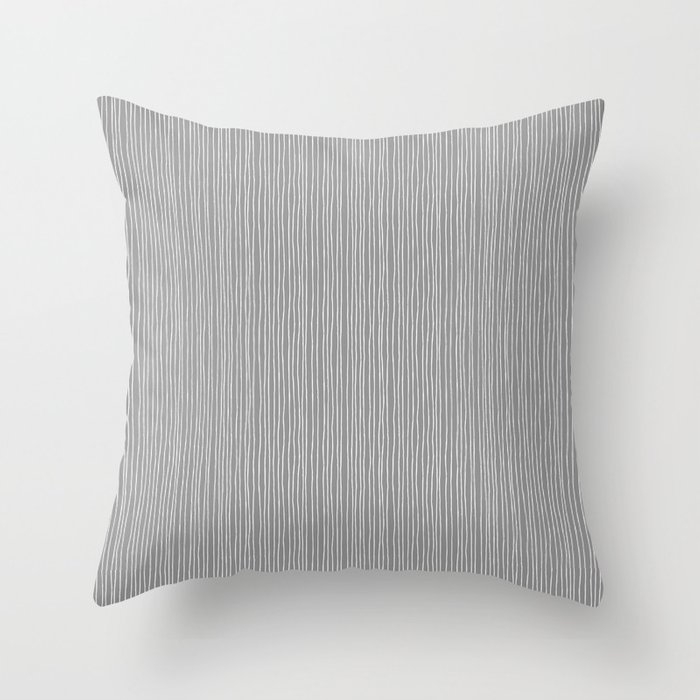Modern Throw Pillow - Platinum Lines Never Fail - Dark Gray Throw Pillow - 18"x18" - With Insert - Indoor - Image 0