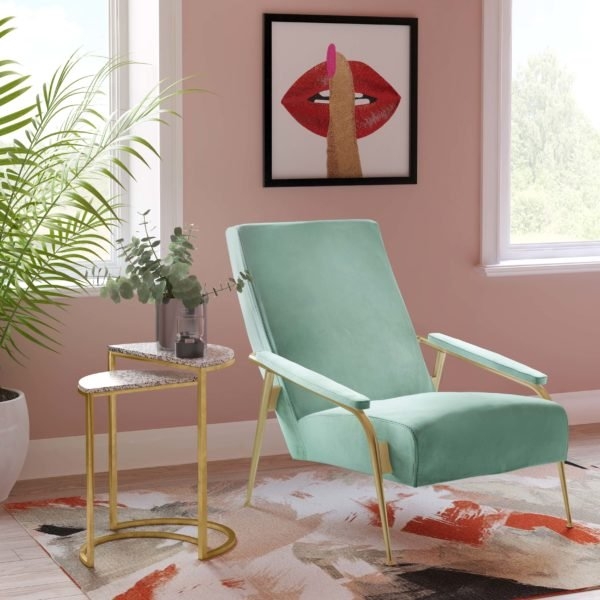 Abrielle Mint Green Velvet Chair - Image 4