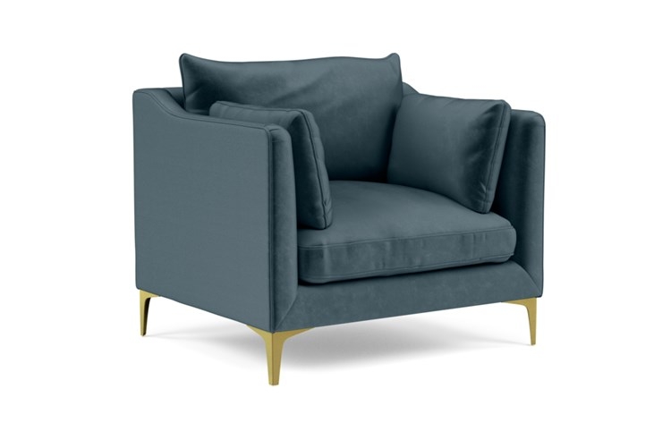 CAITLIN BY THE EVERYGIRL Accent Chair, Sapphire Mod Velvet, Brass Plated Sloan L Leg - Image 1
