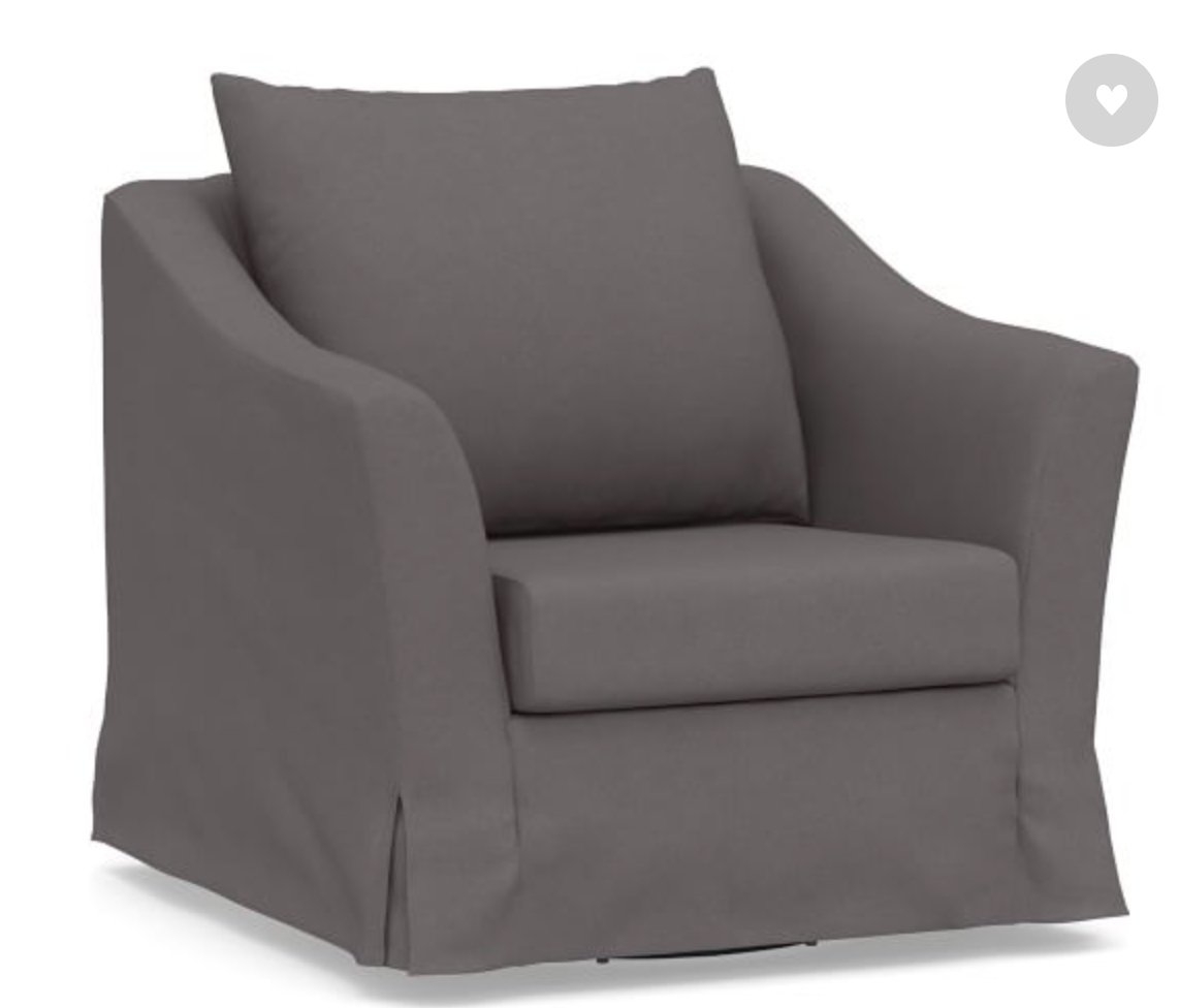 SoMa Brady Slope Arm Slipcovered Swivel Armchair, Polyester Wrapped Cushions, Washed Canvas Graphite - Image 0