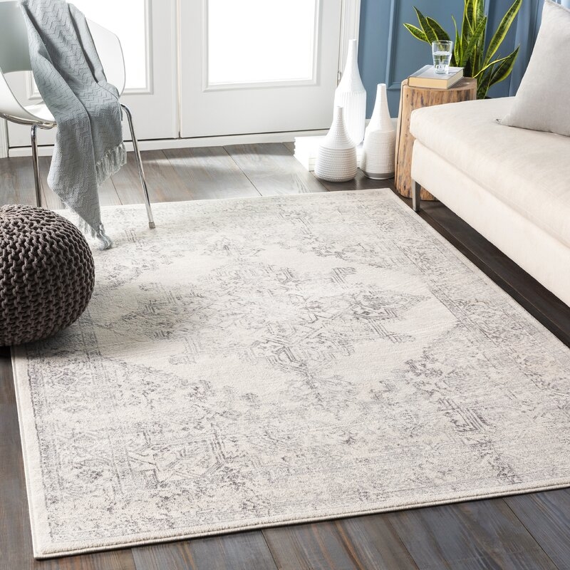 Copenhaver Oriental Charcoal/Ivory Area Rug - Image 1