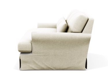 Custom Maxwell 82" Slipcovered Sofa - Vanilla Static Weave - White Oak with Antique Cap Stiletto Leg w/ Bench Cushion - Image 3