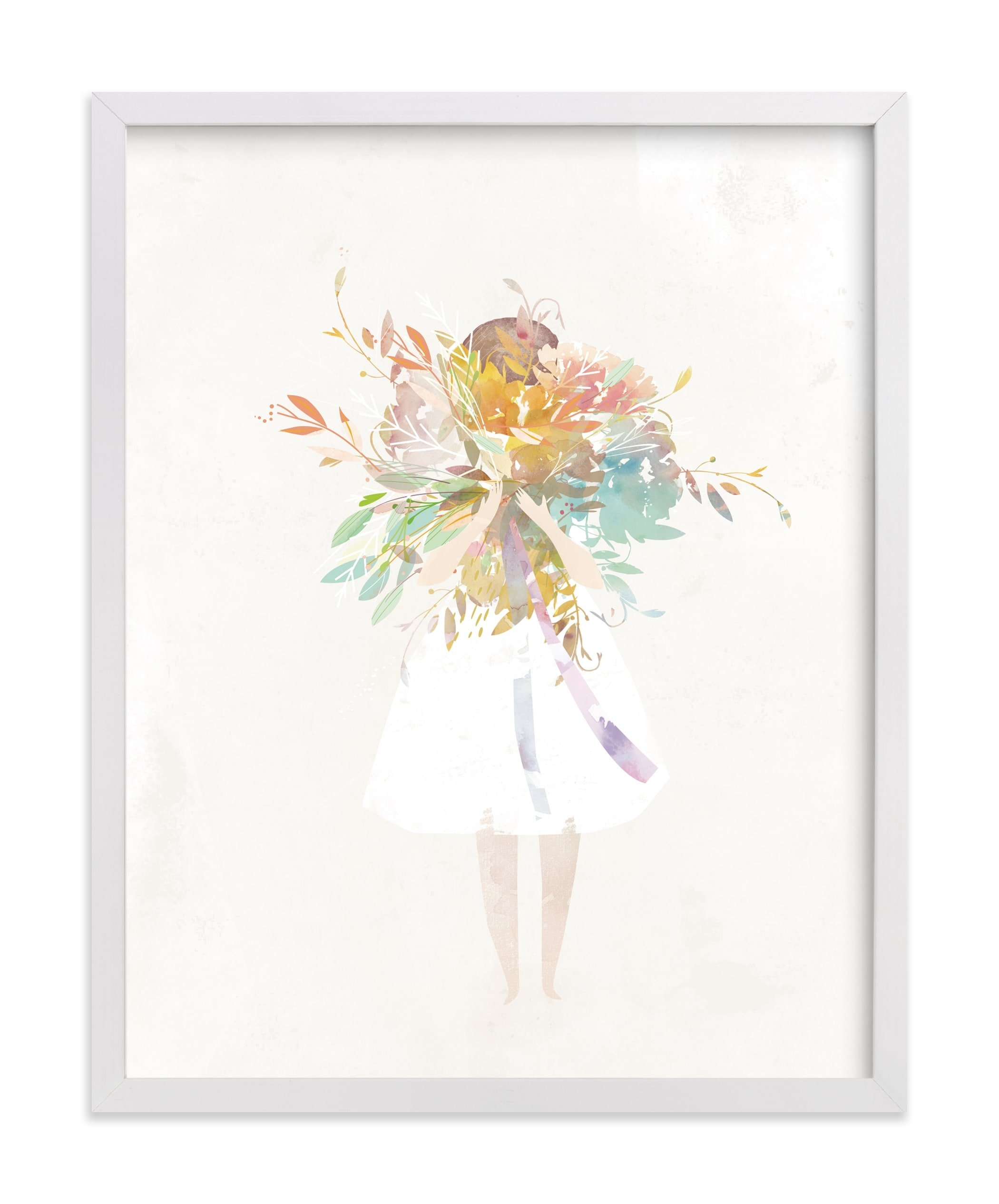 The Flower Girl, White Wood Frame - Image 0