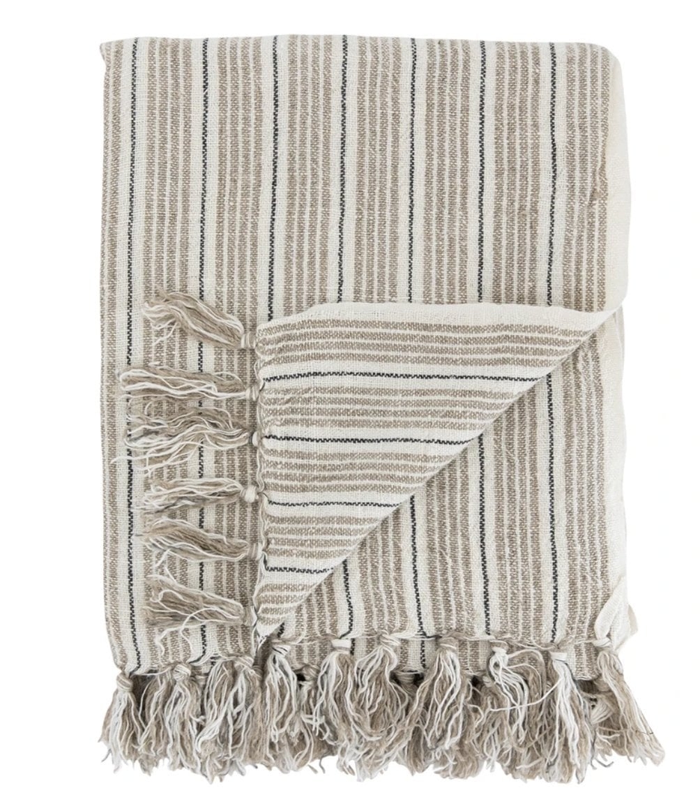 Neutral Stripe Throw, 50" x 70" - Image 0