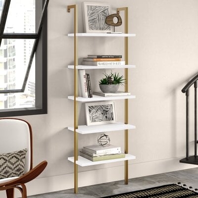 Mederos Steel Ladder Bookcase, White & Gold - Image 0