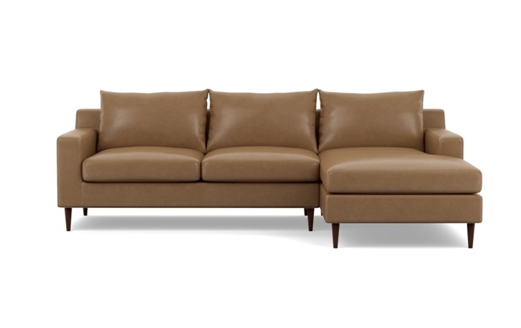 SLOAN LEATHER Leather Sectional Sofa with Right Chaise , Oiled Walnut Tapered Round Wood - Image 0