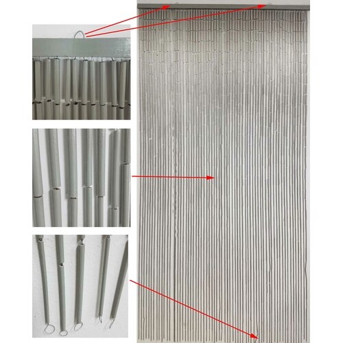 Bamboo Sticks Beaded Solid Semi-Sheer Thermal Single Curtain Panel - Image 1