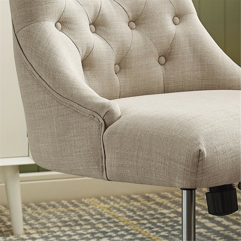 Pettengill Swivel Tufted Executive Chair_Beige - Image 1