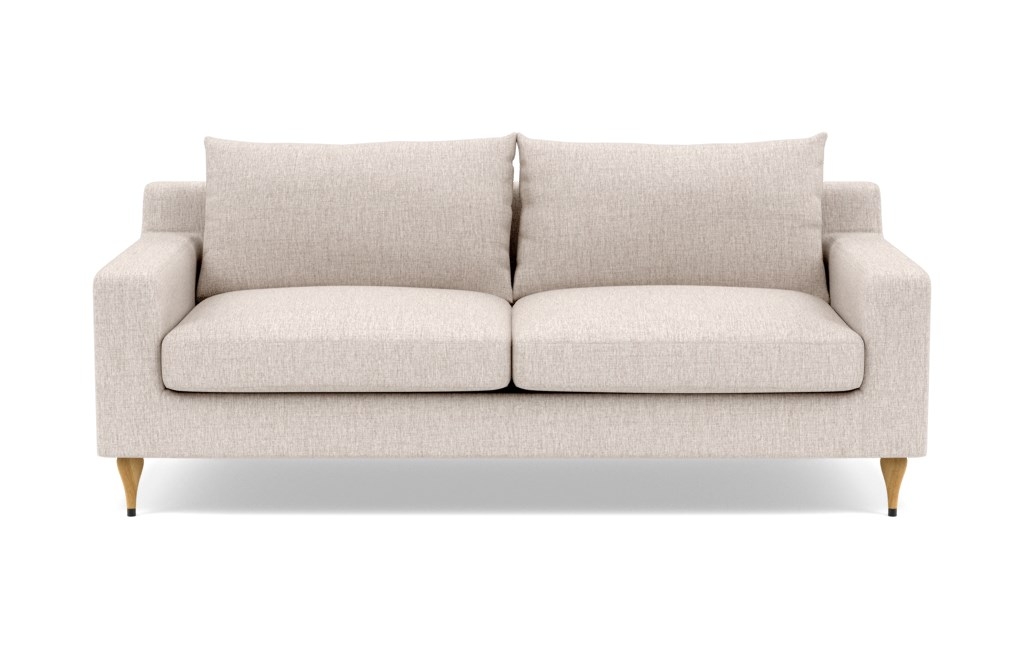 Sloan  Fabric Sofa-Wheat; 91"; 2 Cushions; Natural Oak with Antique Cap; Standard Down Blend - Image 0