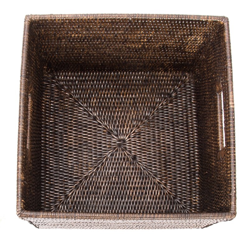Rattan Square Basket with Cutout Handles - Image 2