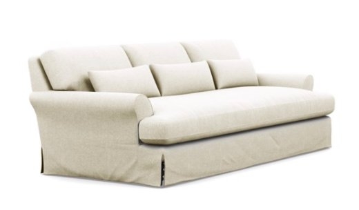 Custom Maxwell 82" Slipcovered Sofa - Vanilla Static Weave - White Oak with Antique Cap Stiletto Leg w/ Bench Cushion - Image 5