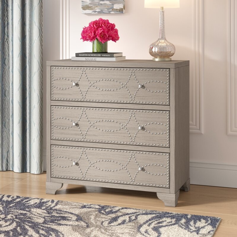 Candice Nail Head 3 Drawer Accent Chest - Image 1