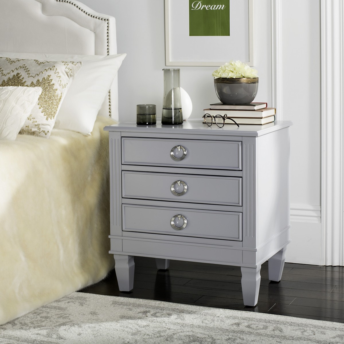 Kira Three Drawer Nightstand - Grey - Safavieh - Image 2