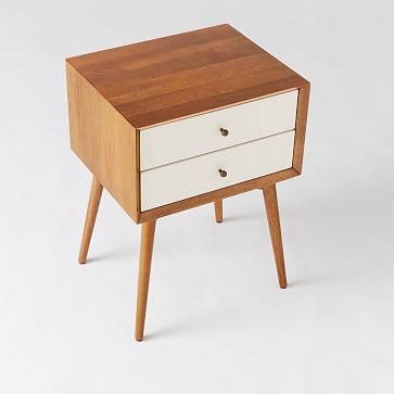 Mid-Century Nightstand, White Lacquer/Acorn - Image 2