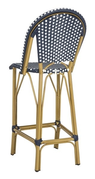 Ford Indoor-Outdoor Stacking French Bistro Bar Stool - Navy/White - Safavieh - Image 2