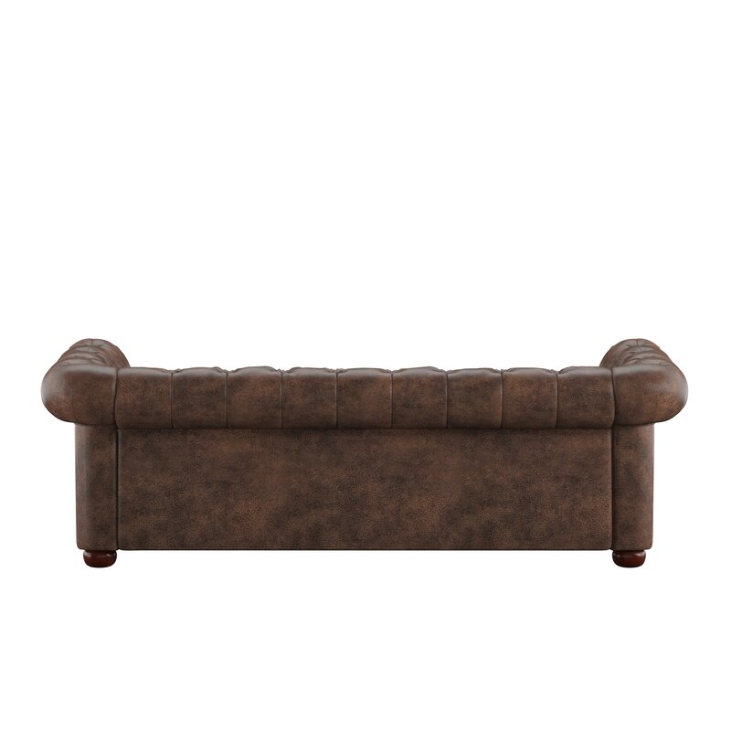 Austin 91.34'' Chesterfield Sofa, Brown Polished Microfiber - Image 2