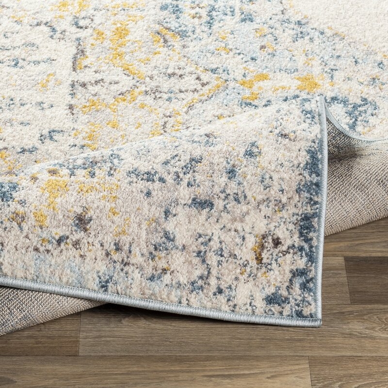 Walker Distressed Oriental Bright Yellow Area Rug - Image 2