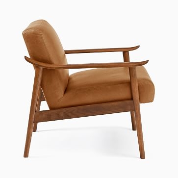 Mid-Century Show Wood Chair, Poly, Vegan Leather, Saddle, Pecan - Image 3