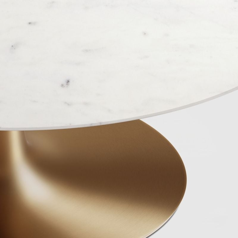Nero Oval White Marble Dining Table with Brass Base - Image 2