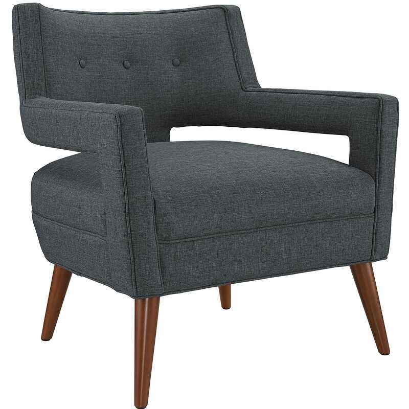 31" Wide Tufted Polyester Armchair, Gray - Image 0